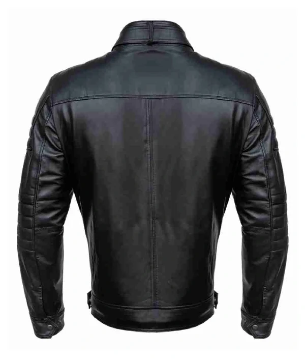 Men Cafe Racer Leather Black Jacket