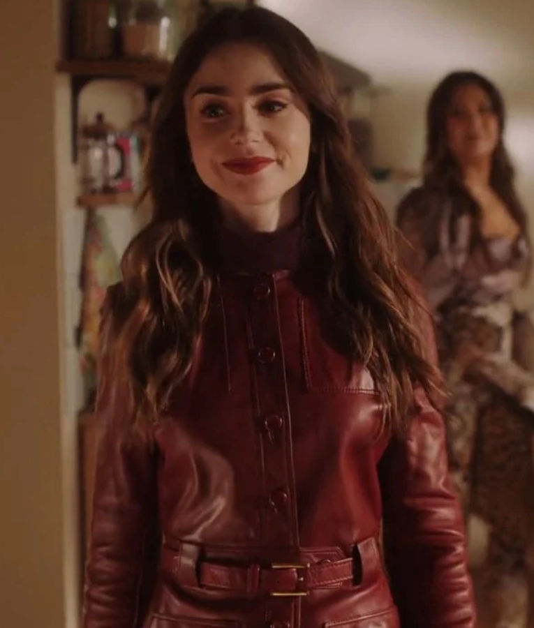 TV Series Emily In Paris S04 Lily Collins Leather Jacket Emily In Paris S04 Lily Collins Leather Jacket