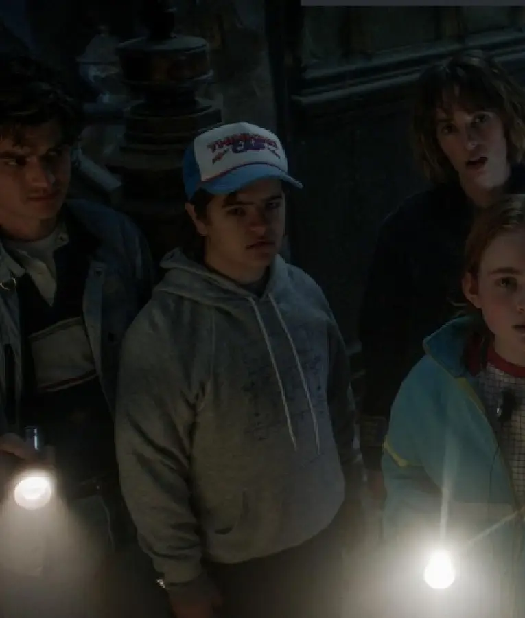 Stranger Things S05 Gaten Matarazzo Grey Hoodie Stranger Things S05 Gaten Matarazzo Grey Hoodie front view
