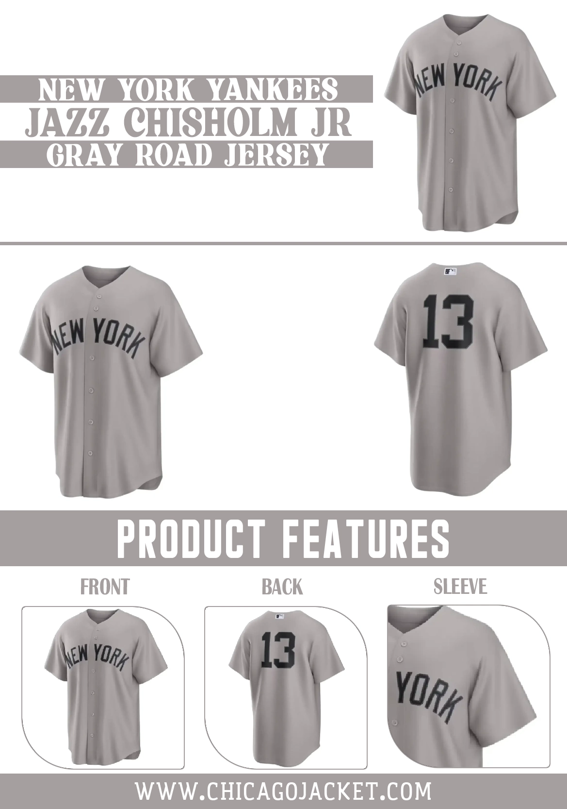 New York Yankees Jazz Chisholm Jr Gray Road Jersey
